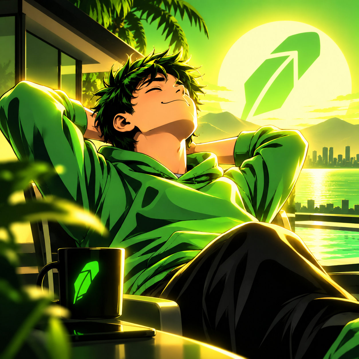 RETIRE character relaxing in the sun